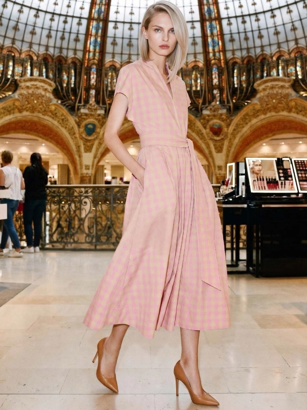 ZARA CHECK PLAID POPLIN DRESS ZW COLLECTION - Picture 4 of 11
